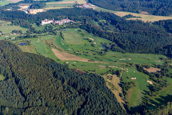 Aerial photograpy of Langenstein Castle, Golf Course The Country Club in the district Orsingen in Orsingen-Nenzingen in the state Baden-Wuerttemberg, Germany