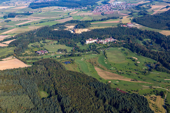 Oblique view of Langenstein Castle, Golf Course The Country Club in the district Orsingen in Orsingen-Nenzingen in the state Baden-Wuerttemberg, Germany