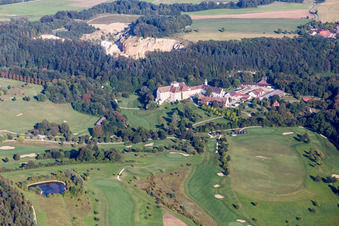 Aerial view of Grounds of the Golf course at Schloss Langenstein - Der Country Club in the district Orsingen in Orsingen-Nenzingen in the state Baden-Wurttemberg, Germany