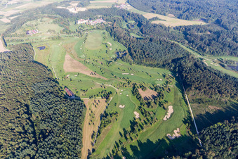 Aerial photograpy of Grounds of the Golf course at Schloss Langenstein - Der Country Club in the district Orsingen in Orsingen-Nenzingen in the state Baden-Wurttemberg, Germany