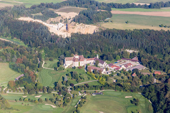 Oblique view of Grounds of the Golf course at Schloss Langenstein - Der Country Club in the district Orsingen in Orsingen-Nenzingen in the state Baden-Wurttemberg, Germany