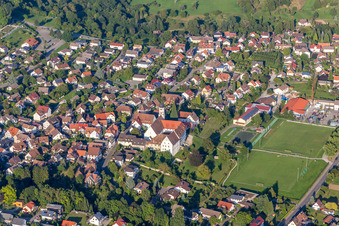Building complex of the Augustinian Canonry Monastery Öhningen in front of the Church of St. Hippolyt and Verena in the district Stiegen in Öhningen in the state Baden-Wuerttemberg, Germany