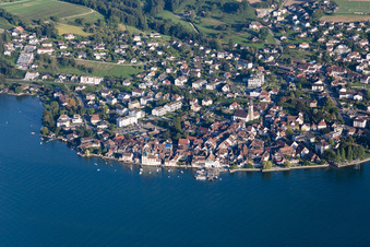 Aerial view of Village on the banks of the area Lake Constance in Steckborn in the canton Thurgau, Switzerland