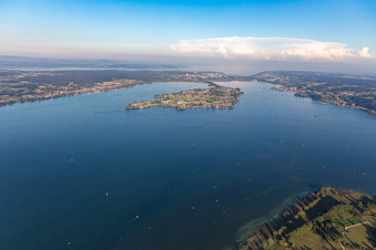 Aerial view of Reichenau in the state Baden-Wuerttemberg, Germany