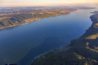Aerial view of Lake Überlingen from the west in Sipplingen in the state Baden-Wuerttemberg, Germany