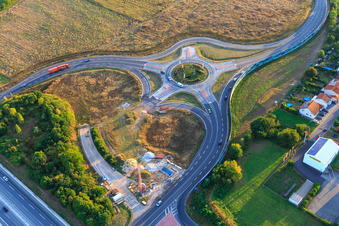 Construction site of the new roundabout at the Landau Zentrum exit of the A65 in the district Queichheim in Landau in der Pfalz in the state Rhineland-Palatinate, Germany
