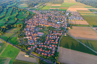 Village overview from the west in Steinweiler in the state Rhineland-Palatinate, Germany