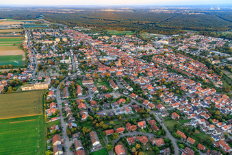 Aerial view of City overview from the west in Kandel in the state Rhineland-Palatinate, Germany