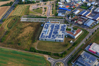 Industrial area in the Speyer Valley with DBK David + Baader GmbH in Rülzheim in the state Rhineland-Palatinate, Germany