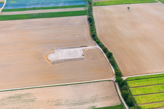 Construction site foundation for wind turbine in Hatzenbühl in the state Rhineland-Palatinate, Germany out of the air