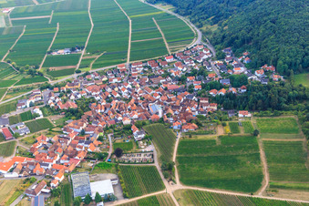 Village overview from the north in Eschbach in the state Rhineland-Palatinate, Germany