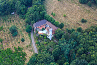 Aerial view of Slevogthof Neukastel in Leinsweiler in the state Rhineland-Palatinate, Germany