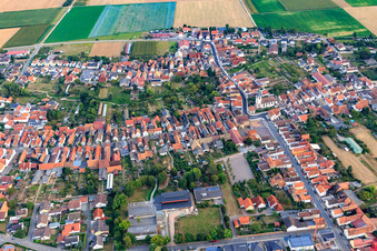 Village overview from the north in Ottersheim bei Landau in the state Rhineland-Palatinate, Germany