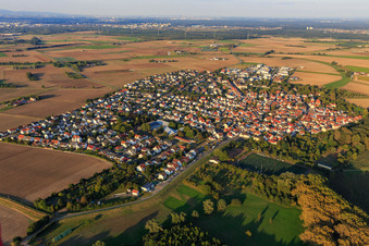 Aerial view of View of the town from the southwest in the district Astheim in Trebur in the state Hesse, Germany