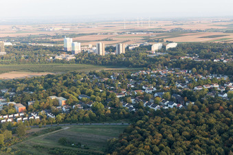 Aerial view of District Lerchenberg in Mainz in the state Rhineland-Palatinate, Germany
