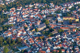 Church building in St. Georg Old Town- center of downtown in Nieder-Olm in the state Rhineland-Palatinate, Germany