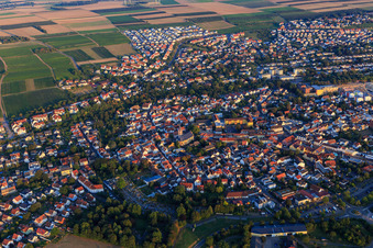 Overview of the town from the northwest in Nieder-Olm in the state Rhineland-Palatinate, Germany