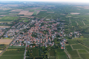 Aerial view of Alsheim in the state Rhineland-Palatinate, Germany