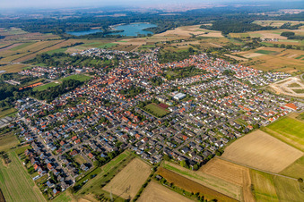 From the east in the district Liedolsheim in Dettenheim in the state Baden-Wuerttemberg, Germany