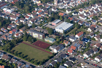 Sports hall, indoor swimming pool and Pestalozzi School Liedolsheim in the district Liedolsheim in Dettenheim in the state Baden-Wuerttemberg, Germany