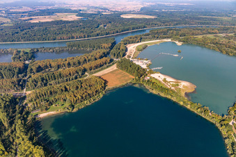 Quarry lakes on the banks of the Rhine in the district Liedolsheim in Dettenheim in the state Baden-Wuerttemberg, Germany