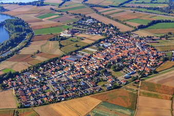 Fishing village from the northeast in Neupotz in the state Rhineland-Palatinate, Germany