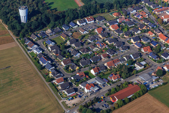Raiffeisenring and water tower in Hatzenbühl in the state Rhineland-Palatinate, Germany