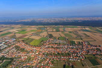 Aerial view of Village overview from the south in Hatzenbühl in the state Rhineland-Palatinate, Germany