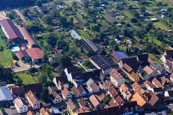Aerial photograpy of Agricultural halls at Hintergraben in Kandel in the state Rhineland-Palatinate, Germany