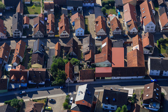 Aerial view of Juststraße and Rheinstr in Kandel in the state Rhineland-Palatinate, Germany