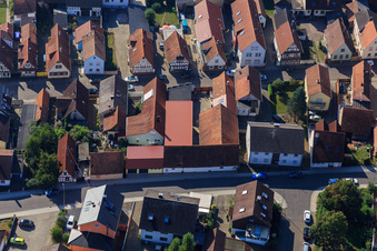 Aerial photograpy of Juststraße and Rheinstr in Kandel in the state Rhineland-Palatinate, Germany