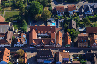 Aerial view of Hotel zum Rössel in Kandel in the state Rhineland-Palatinate, Germany