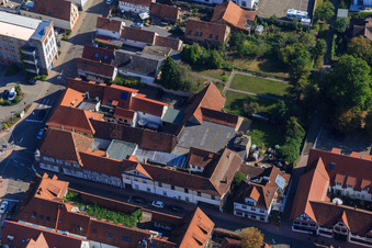 Aerial photograpy of Rheinstraße x Bahnhofstr in Kandel in the state Rhineland-Palatinate, Germany