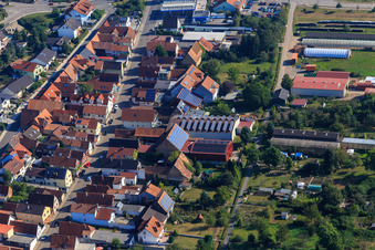 Drone recording of Agricultural halls at Ettenbaum in Kandel in the state Rhineland-Palatinate, Germany