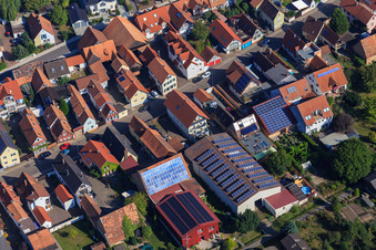 Drone image of Agricultural halls at Hintergraben in Kandel in the state Rhineland-Palatinate, Germany
