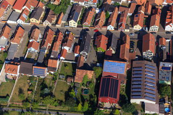 Aerial photograpy of Rheinstraße from the south in Kandel in the state Rhineland-Palatinate, Germany