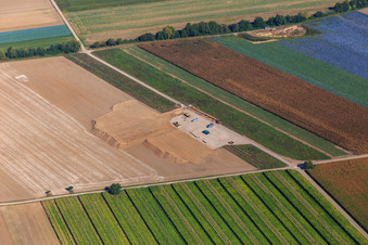 Aerial photograpy of Construction site wind turbine foundation in Hatzenbühl in the state Rhineland-Palatinate, Germany