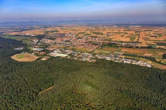 City overview from the southeast in Herxheim bei Landau in the state Rhineland-Palatinate, Germany