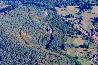 Aerial view of Chateau Petit-Arnsberg in Obersteinbach in the state Bas-Rhin, France