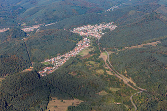 Hinterweidenthal in the state Rhineland-Palatinate, Germany viewn from the air