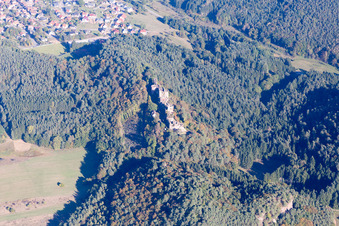 Drone image of Dahn in the state Rhineland-Palatinate, Germany