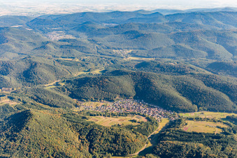 Aerial view of From the northwest in Vorderweidenthal in the state Rhineland-Palatinate, Germany