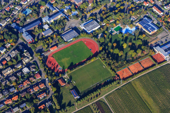 Sports fields of SpVgg 1920 Bad Bergzabern eV at the Rebmeerbad Bad Bergzabern in Bad Bergzabern in the state Rhineland-Palatinate, Germany