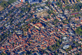 City center with castle from the southwest in Bad Bergzabern in the state Rhineland-Palatinate, Germany