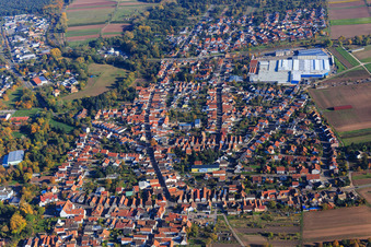 Wünschelstraße x Gustav-Ullrich-Straße in the background Kardex Remstar in Bellheim in the state Rhineland-Palatinate, Germany