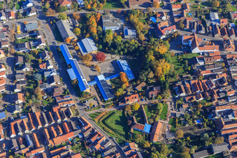 Primary school Bellheim and town hall behind the old sawmill Mittelmühle in Bellheim in the state Rhineland-Palatinate, Germany
