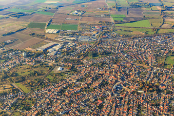 City overview from the southwest in Schifferstadt in the state Rhineland-Palatinate, Germany