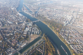 Aerial photograpy of Luitpoldhafen in the district Süd in Ludwigshafen am Rhein in the state Rhineland-Palatinate, Germany