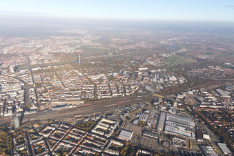 District Lindenhof in Mannheim in the state Baden-Wuerttemberg, Germany out of the air
