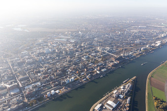 Drone image of District BASF in Ludwigshafen am Rhein in the state Rhineland-Palatinate, Germany